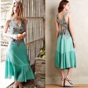 Maeve Canyon Creek Dress Aqua Pleated Cutout Dress 2P